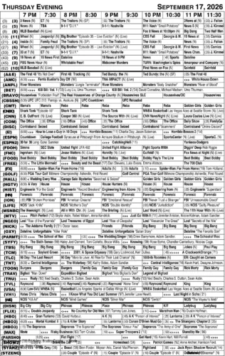 Thursday evening TV